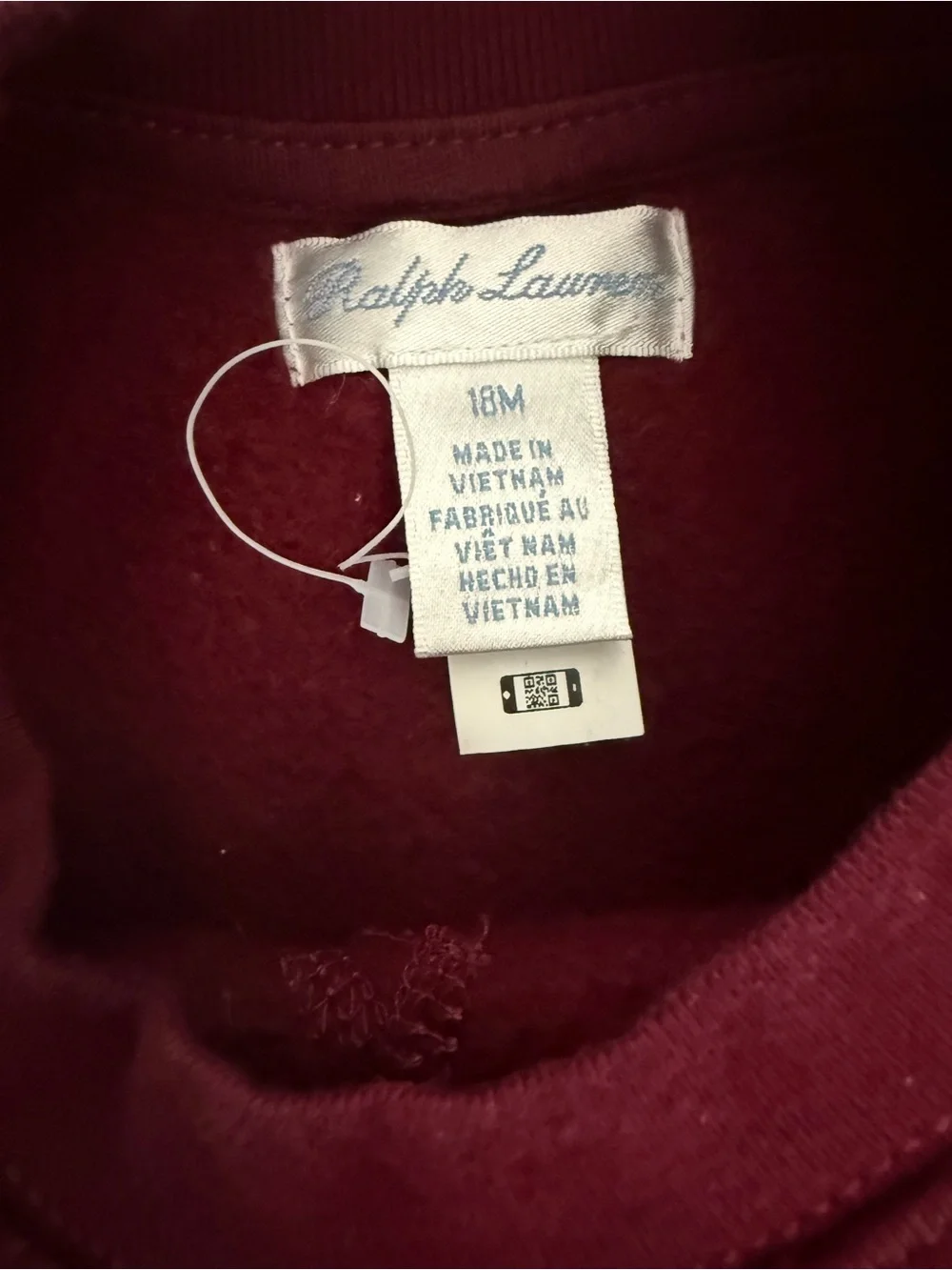 Ralph Lauren Kids Burgundy Crewneck Sweatshirt with Green Pony